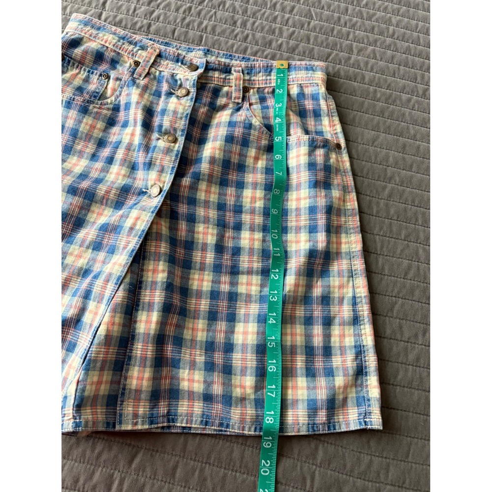 Vintage Liz Claiborne Lizwear Plaid Skort Blue Orange Cotton Button Front Size 8 - Picture 5 of 7